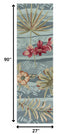 Seafoam Green Machine Woven Tropical Plants Indoor Area Rug